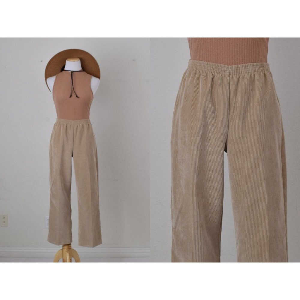Vintage‎ 90s Beige Corduroy Pants 8P | 28-34 waist
